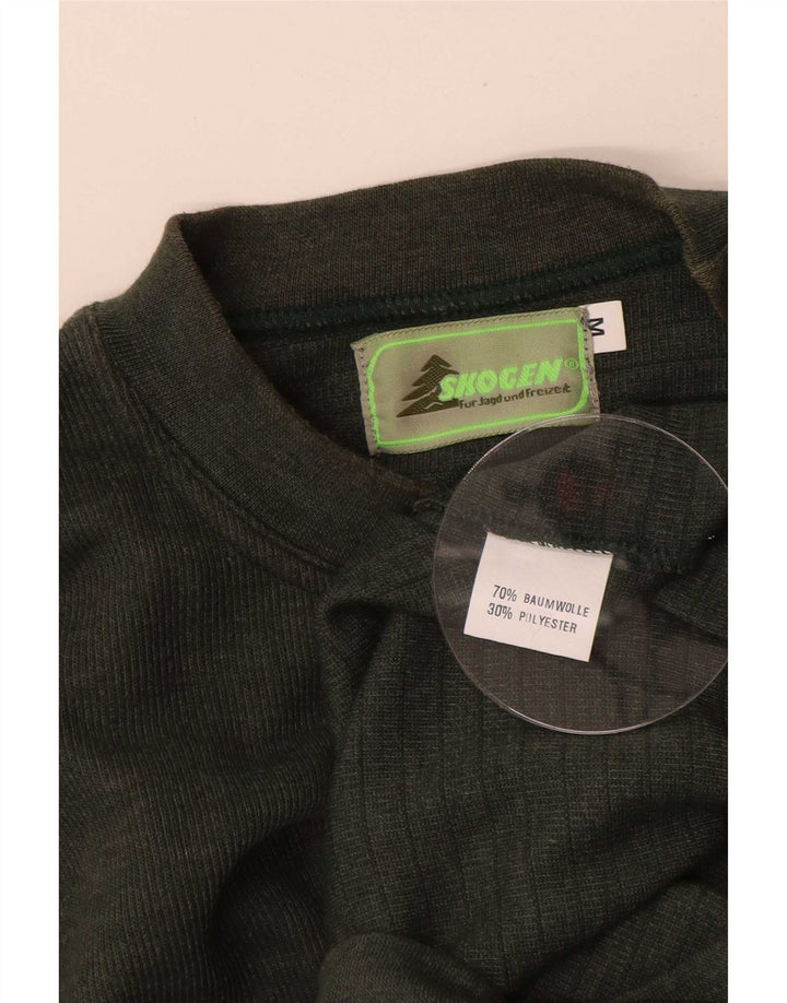 vintage Mens Crew Neck Jumper Pull Moyen Vert Coton