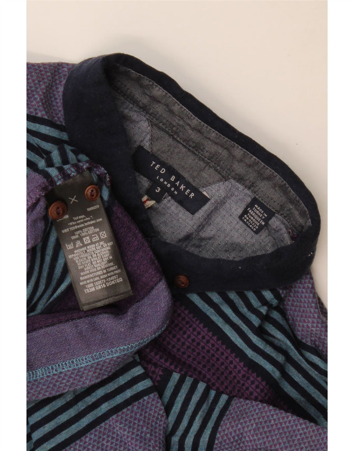 Ted Baker Polo Homme Taille 3 Coton Rayé Violet Moyen