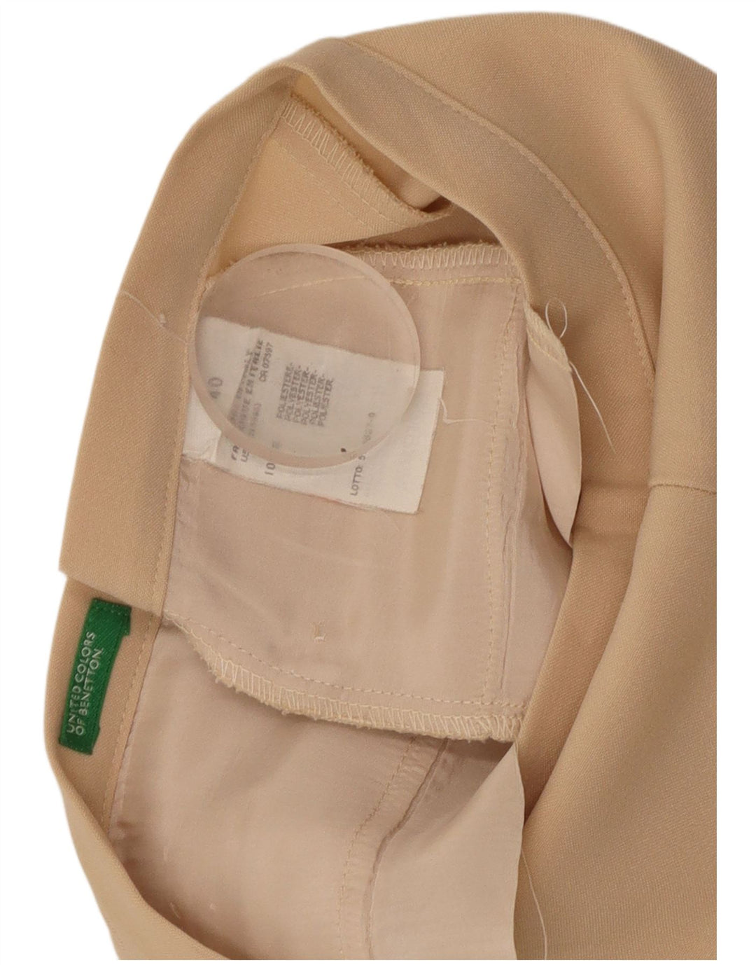 BENETTON Pantalon décontracté droit pour femme IT 40 Small W26 L30 Beige