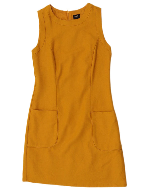 Oasis Robe fourreau sans manches pour femme UK 8 Petite laine jaune