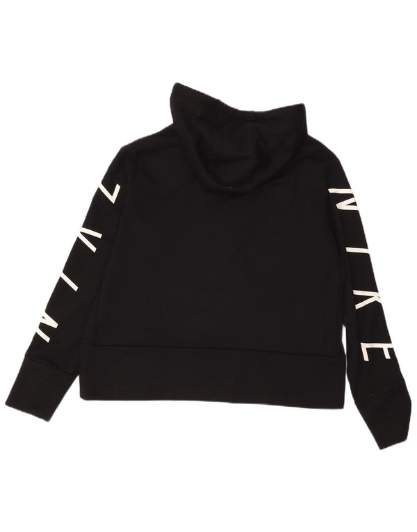 NIKE Pull à capuche court graphique pour femme UK 14 Polyester noir moyen