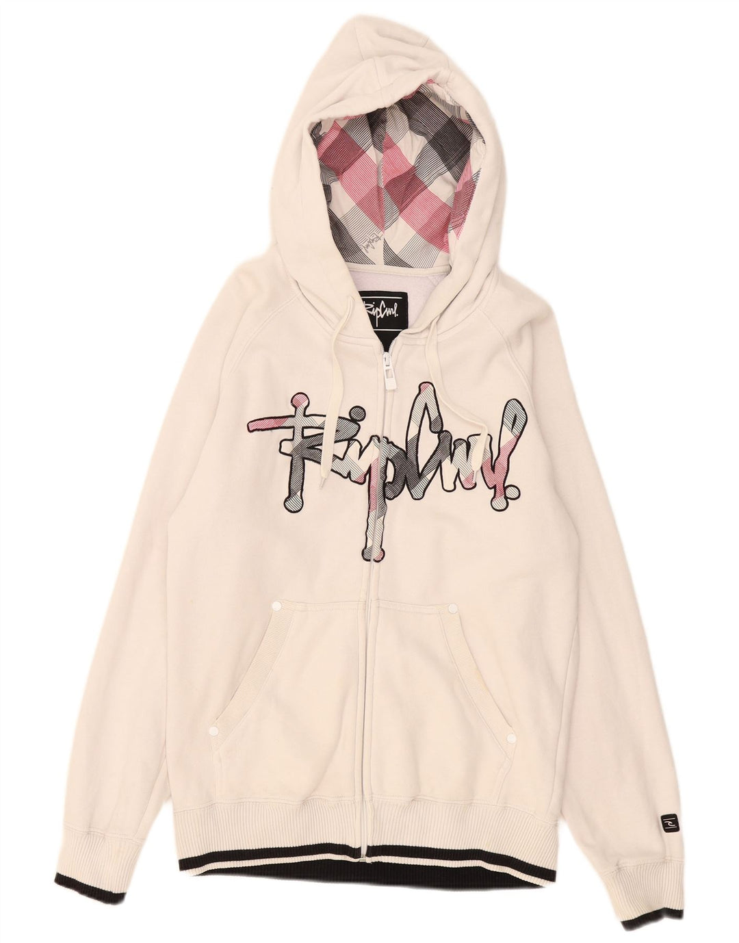 Rip Curl Pull à capuche zippé graphique pour hommes petit coton blanc