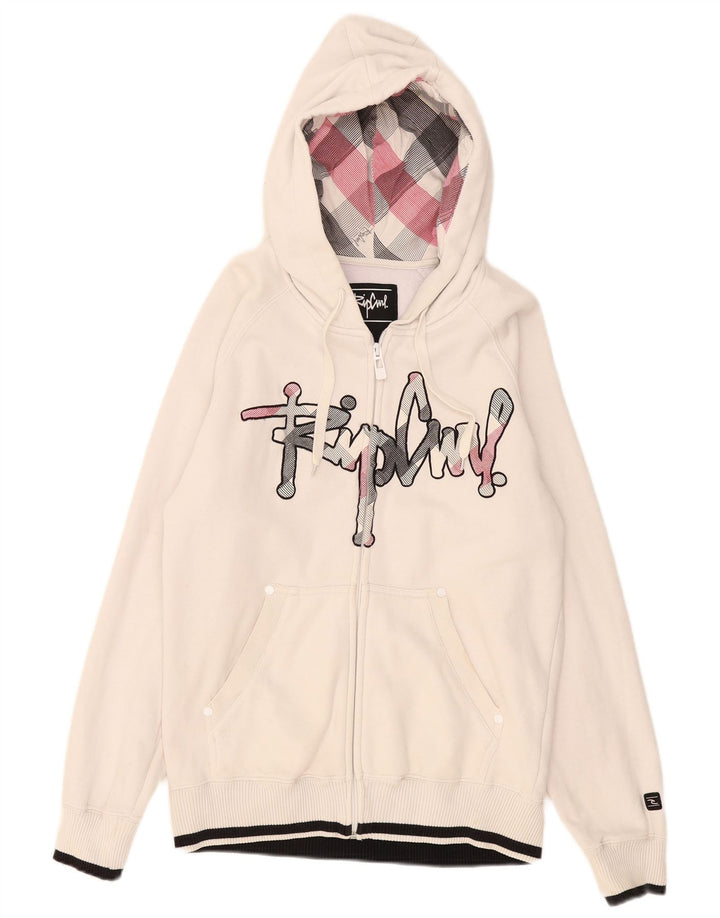 Rip Curl Pull à capuche zippé graphique pour hommes petit coton blanc