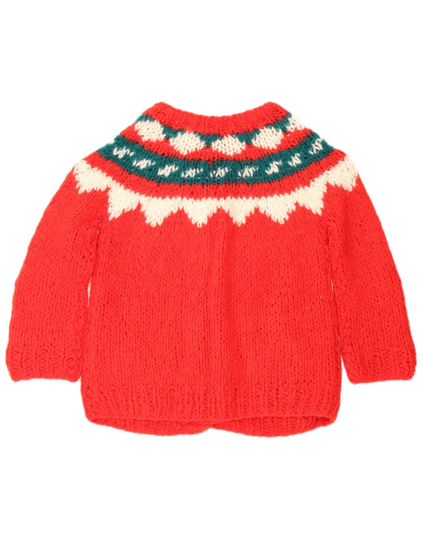 vintage Girls Cardigan Sweater 13-14 ans Rouge Fair Isle