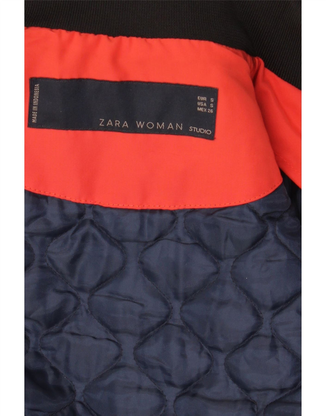 Zara Veste matelassée courte pour femme UK 10 Small Bleu marine