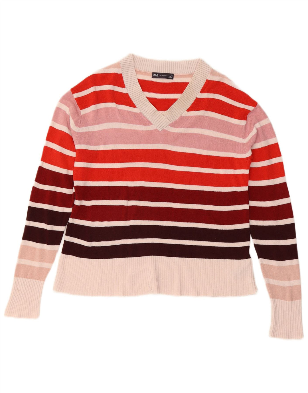Marks & Spencer Pull col V pour femme UK 12 Medium Multicolore