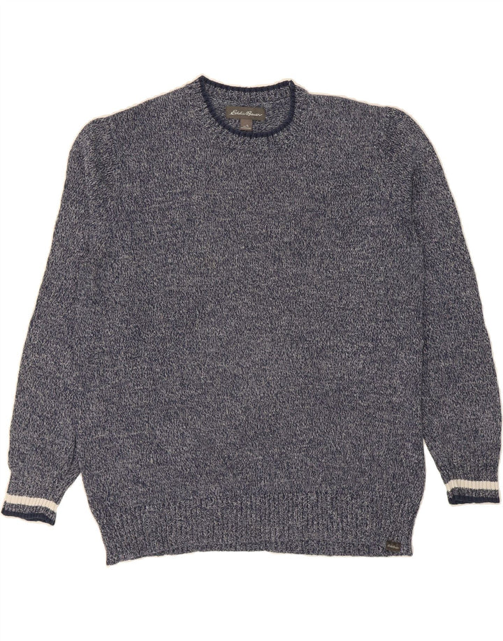 EDDIE BAUER Mens Tall Crew Neck Jumper Sweater Large Navy Blue Flecked Vintage Eddie Bauer and Second-Hand Eddie Bauer from Messina Hembry 