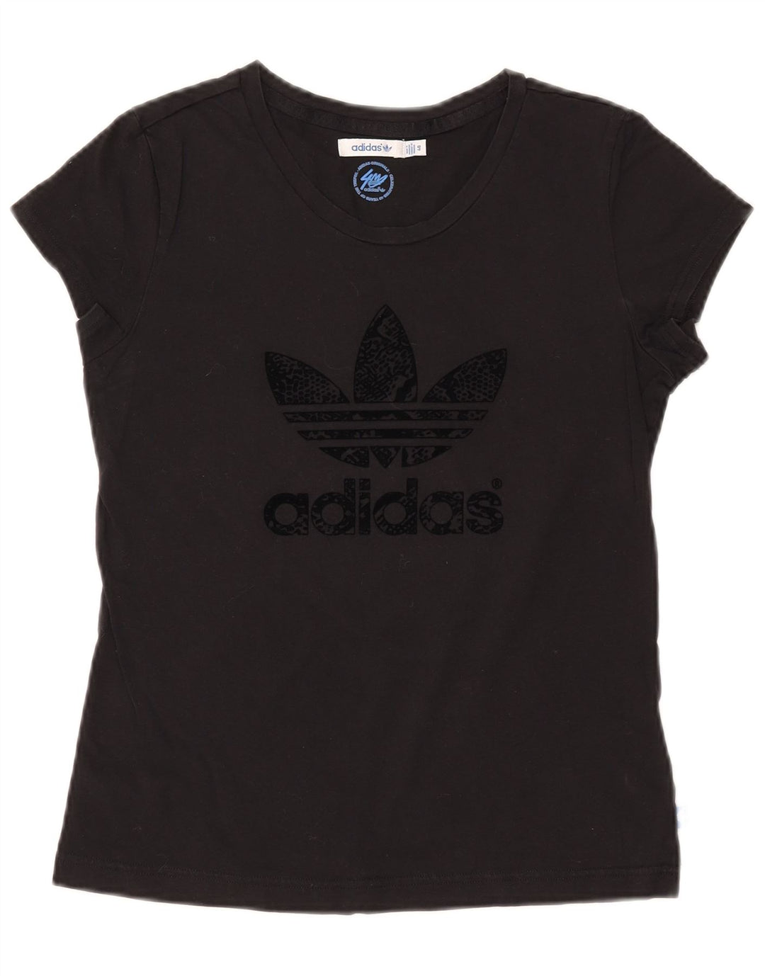 ADIDAS T-Shirt Graphique Femme Top IT 40 Petit Noir Coton