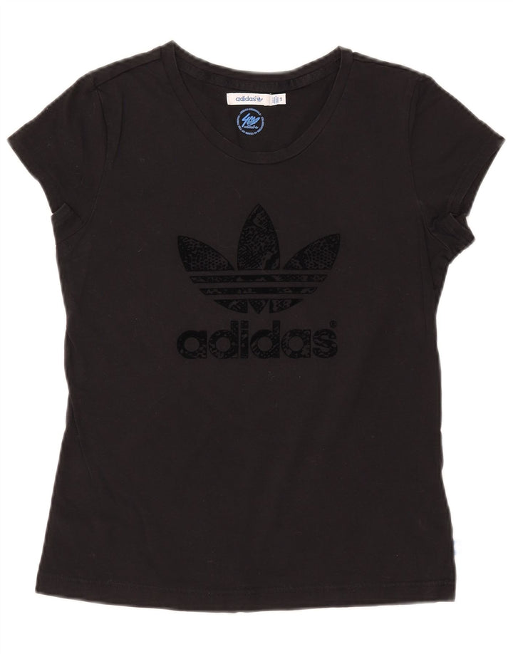 ADIDAS T-Shirt Graphique Femme Top IT 40 Petit Noir Coton
