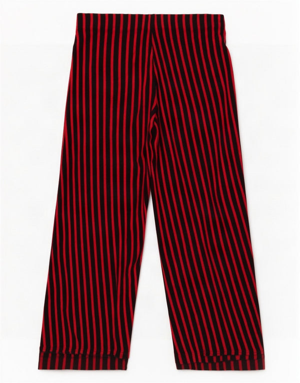 Zara Pantalon décontracté Capri à jambe large pour femme Large W30 L24 Coton rayé rouge
