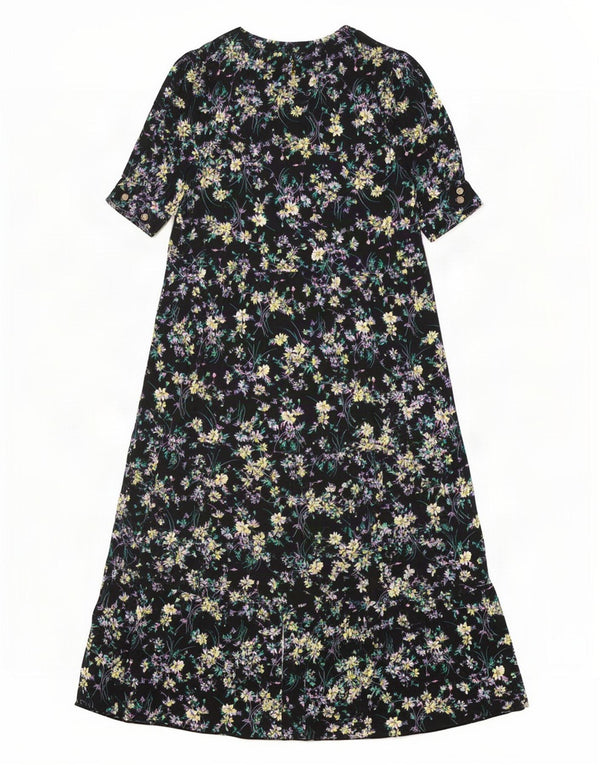Marks & Spencer Robe longue pour femme UK 12 Viscose florale noire moyenne