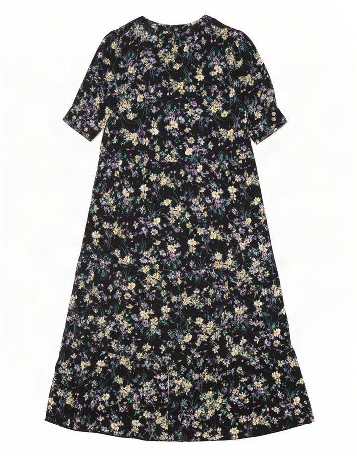 Marks & Spencer Robe longue pour femme UK 12 Viscose florale noire moyenne