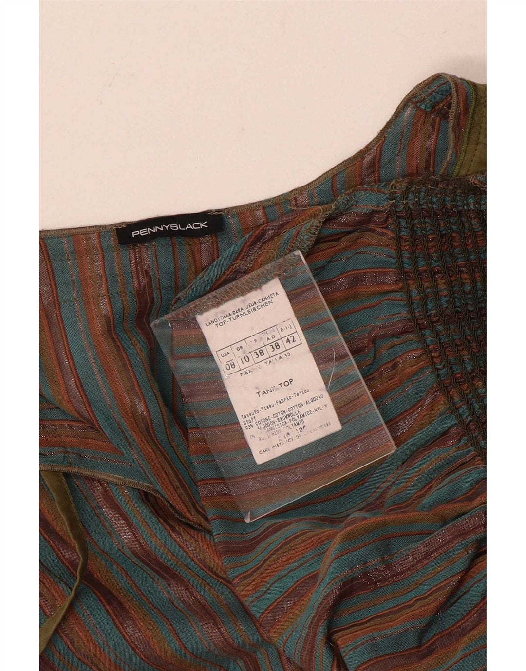 Penny Black Chemisier Femme Top UK 10 Petit Coton Rayé Multicolore