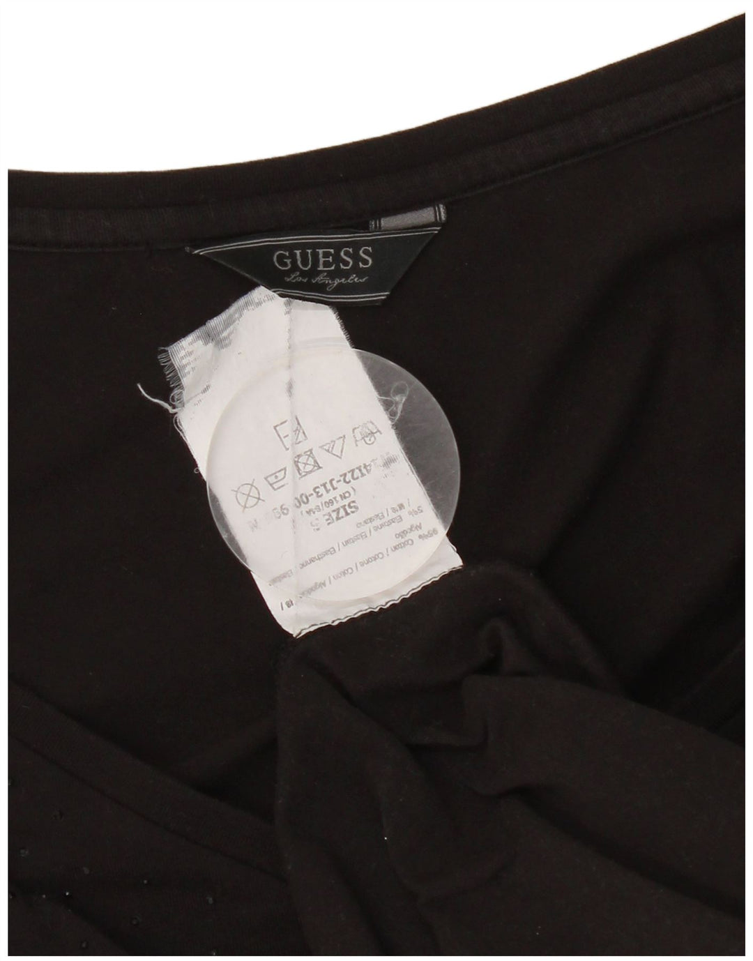Guess Haut graphique à manches longues pour femme UK 8 Small Noir Coton