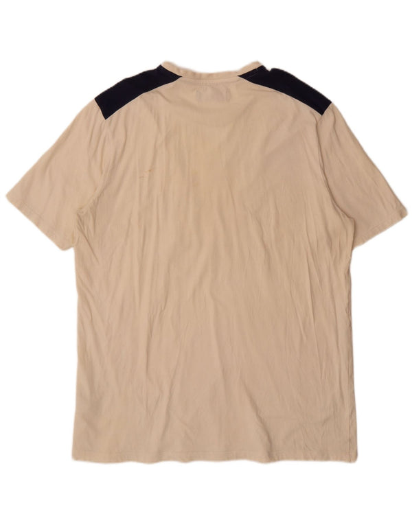 Fila T-shirt graphique pour homme en coton color block beige 2XL