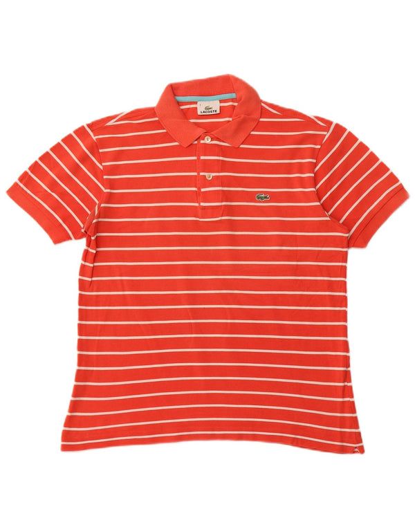 LACOSTE Polo Homme Taille 4 Coton Rayé Orange Moyen