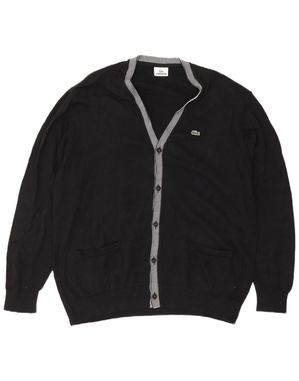 Lacoste Mens Cardigan Sweater Size 8 2XL Black Cotton