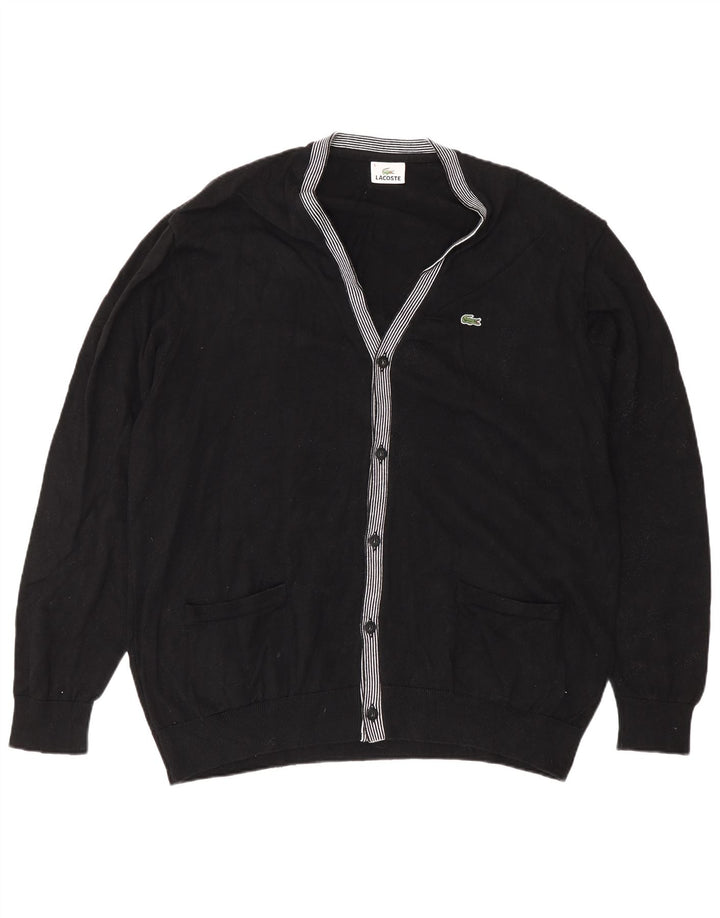 Lacoste Homme Cardigan Pull Taille 8 2XL Coton Noir