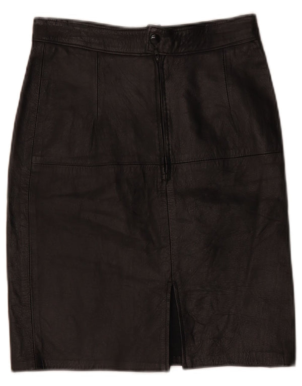 jupe en cuir taille haute femme vintage IT 42 Medium W26 Noir