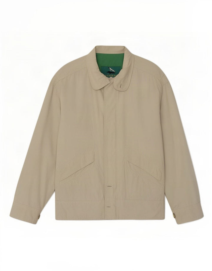 vintage Mens Bomber Jacket UK 38 Coton Beige Moyen