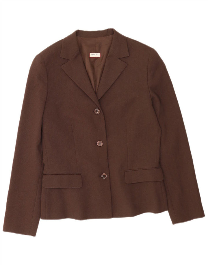 Max & Co. Veste blazer à 3 boutons pour femme UK 14 Marron moyen Polyester