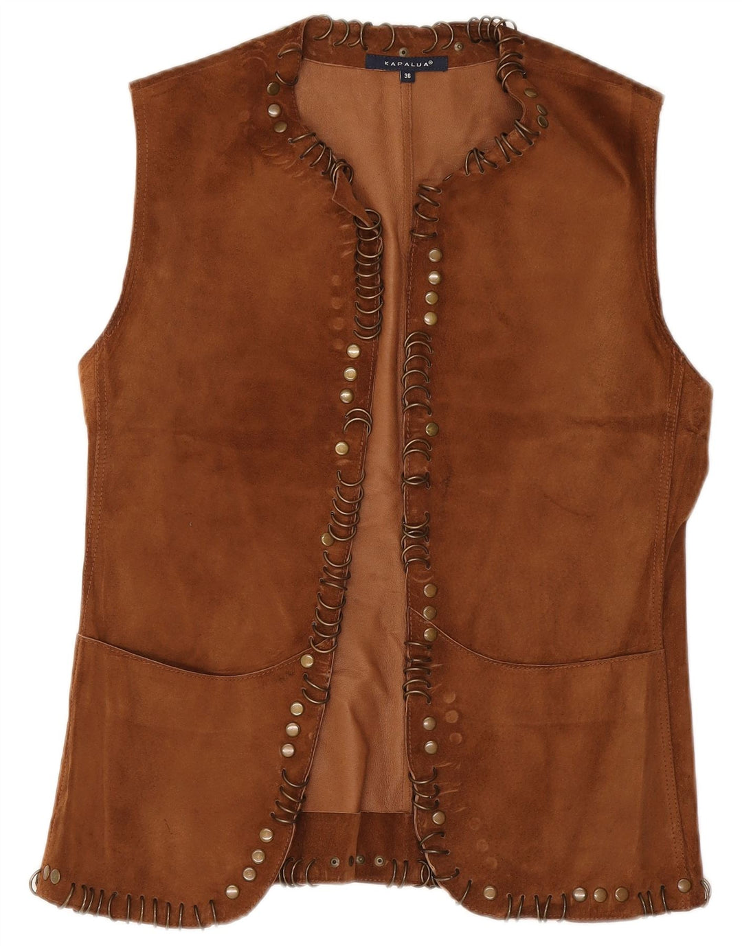 Kapalua Gilet en cuir pour femme EU 36 Petit Marron