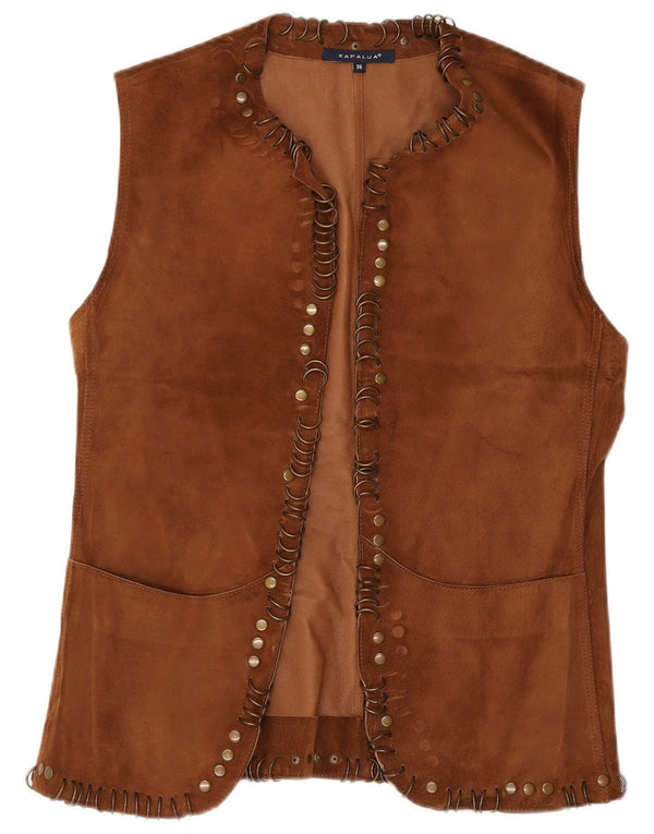 Kapalua Gilet en cuir pour femme EU 36 Petit Marron
