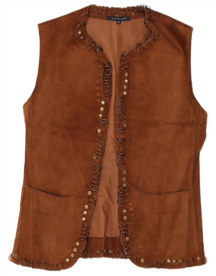 Kapalua Gilet en cuir pour femme EU 36 Petit Marron