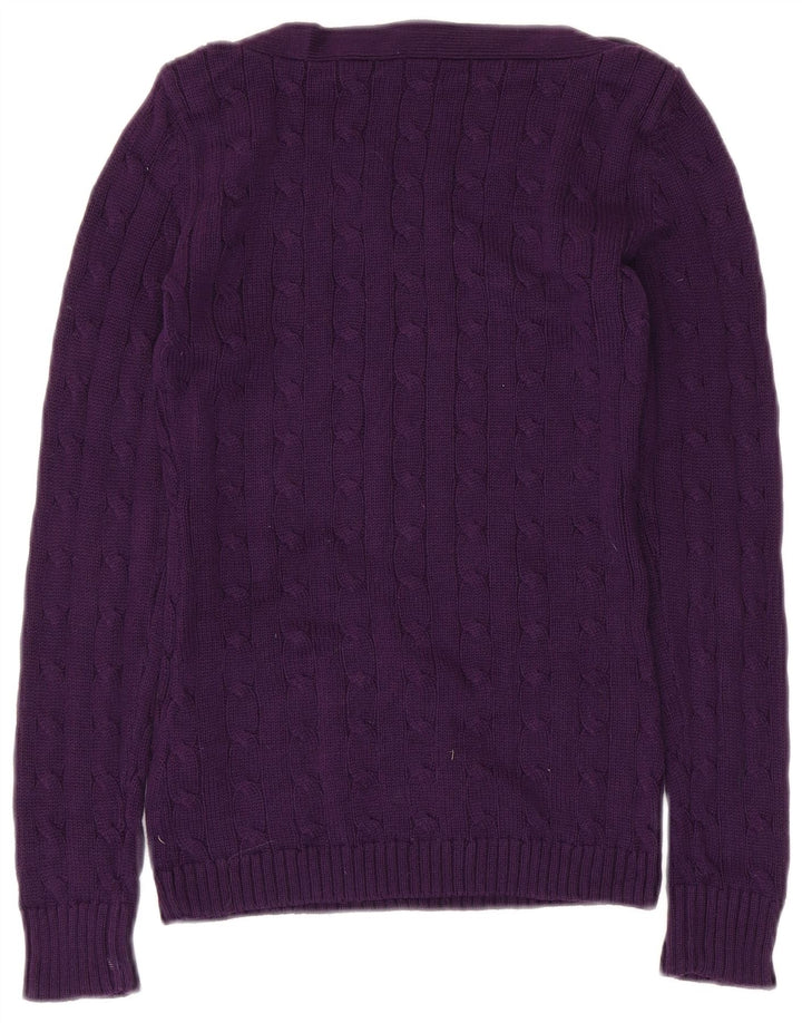 RALPH LAUREN Pull col bateau pour femme UK 2 2XS Violet Coton