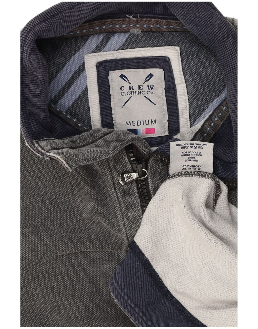 Crew Clothing Sweat-shirt à col zippé pour homme en coton gris moyen