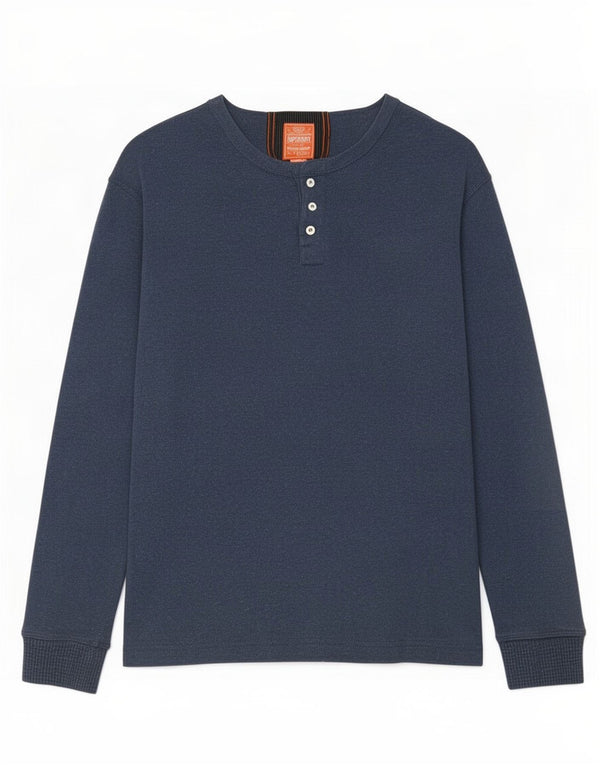 Superdry Haut à manches longues en coton bleu marine moyen