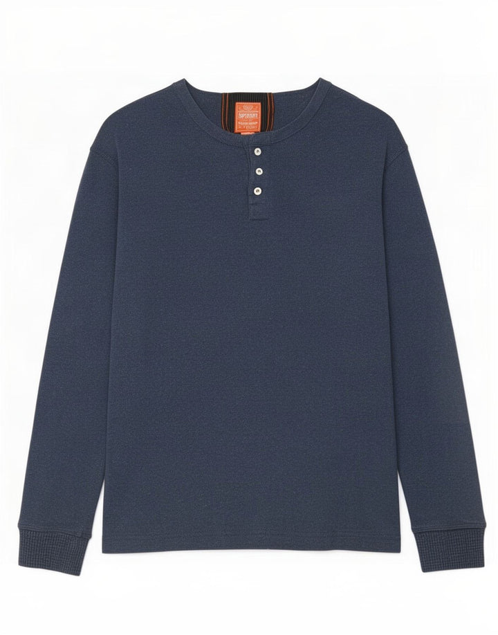 Superdry Haut à manches longues en coton bleu marine moyen