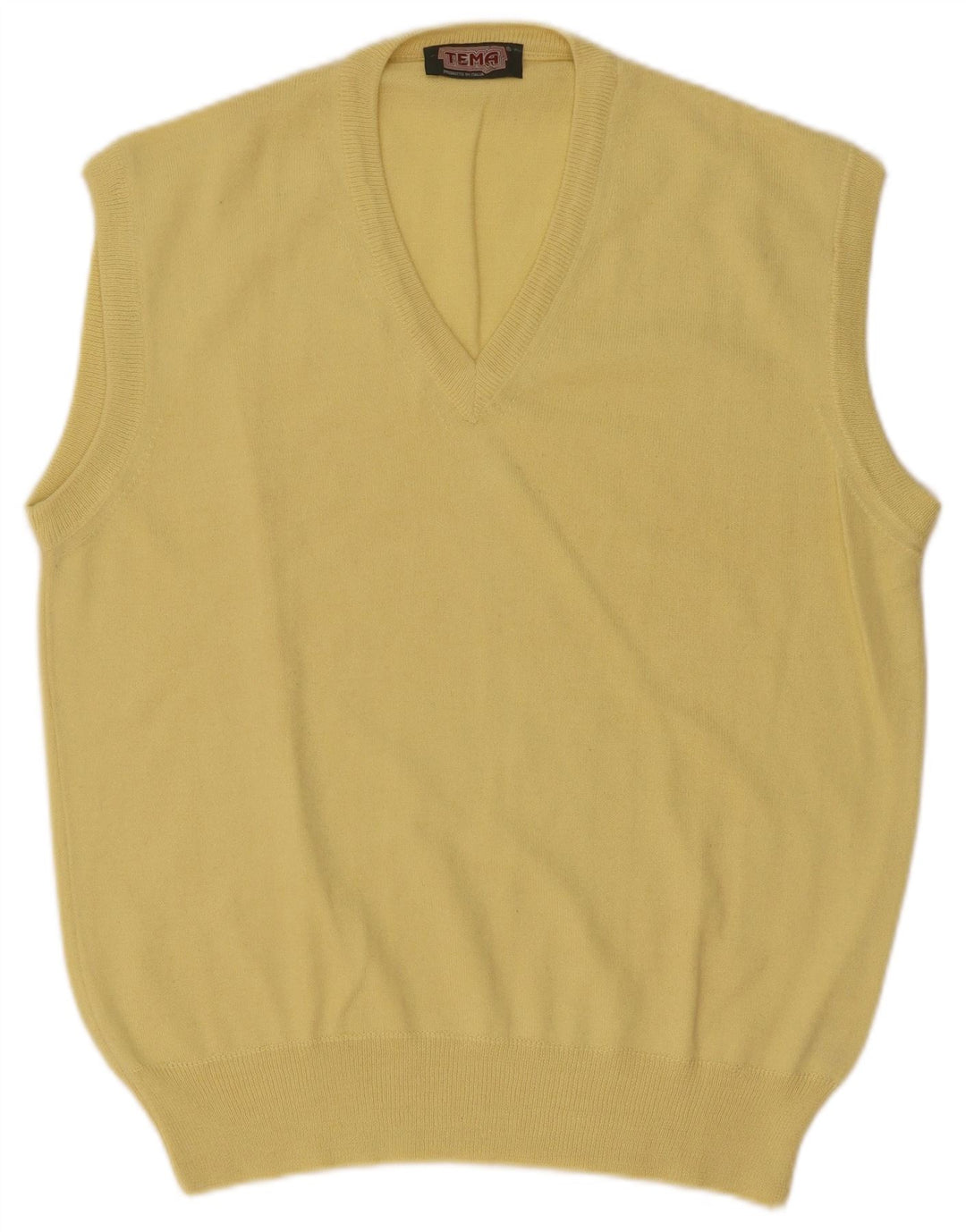 vintage Mens Vest Débardeur IT 50 Laine Jaune Moyenne
