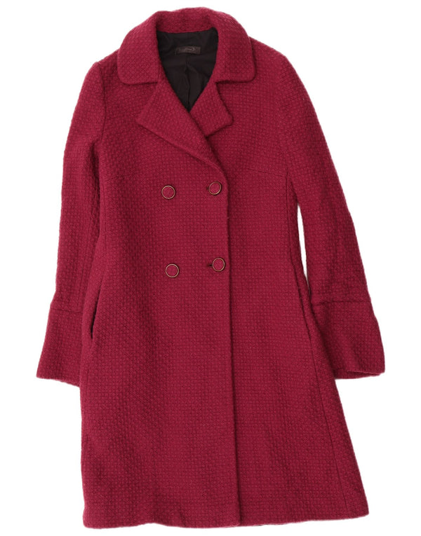 vintage Femme Double Breasted Coat IT 44 Laine Bordeaux Moyenne