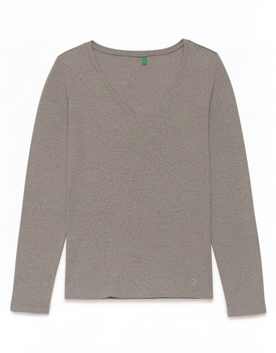 Benetton Haut à manches longues pour femme UK 42 Gris moyen Coton