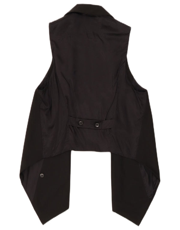 BENETTON Womens Asymmetric OPEN Waistcoat UK 12 Medium Black