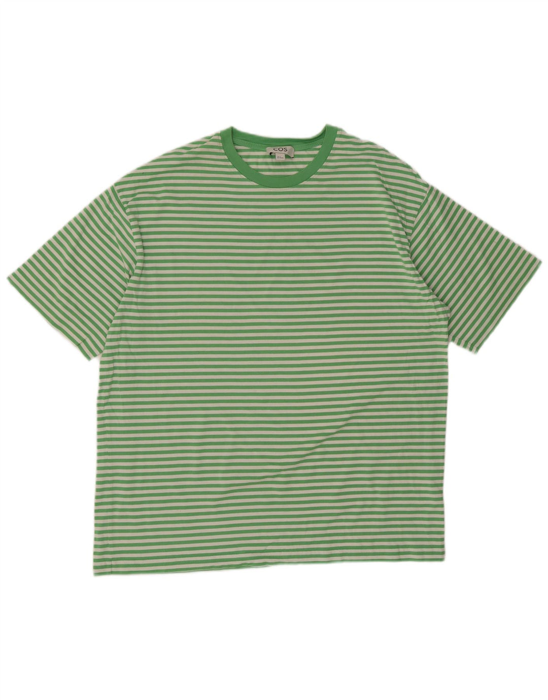 Cos T-Shirt Homme Top Vert Moyen Rayé Coton