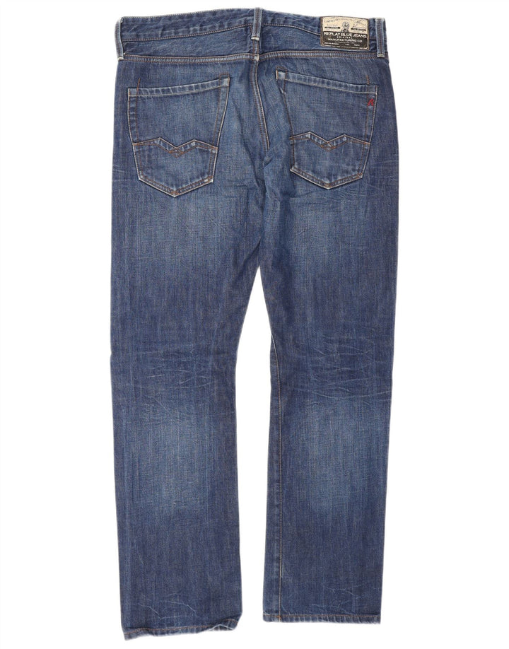 Replay Jean droit homme W34 L32 bleu coton