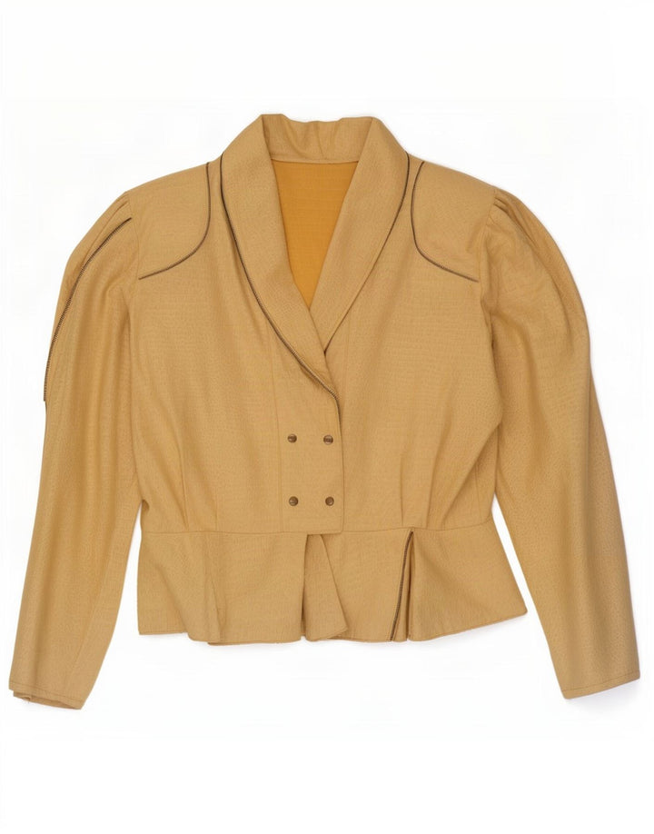 veste blazer femme vintage UK 14 imprimé animal beige moyen