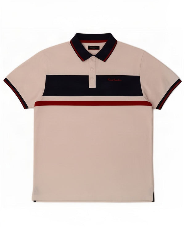Pierre Cardin Polo Homme Grand Blanc Colorblock Coton