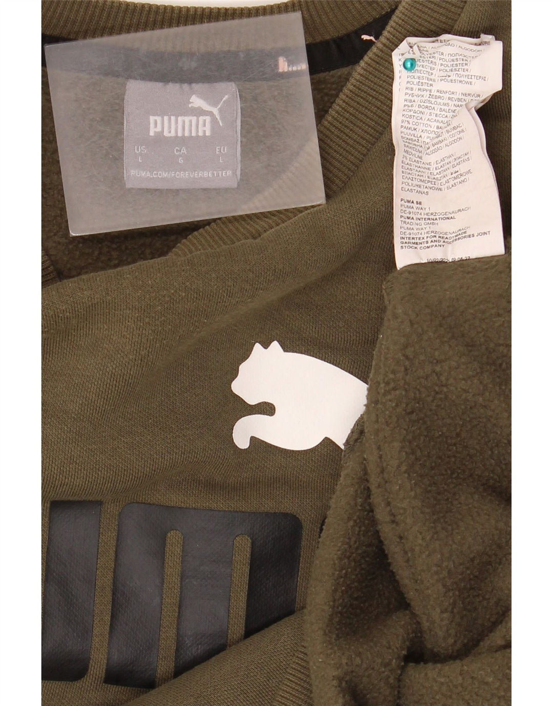 PUMA Sweat-shirt graphique pour hommes, grand, kaki, coton