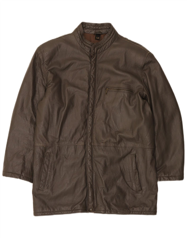veste en cuir homme vintage IT 50 Grand Marron