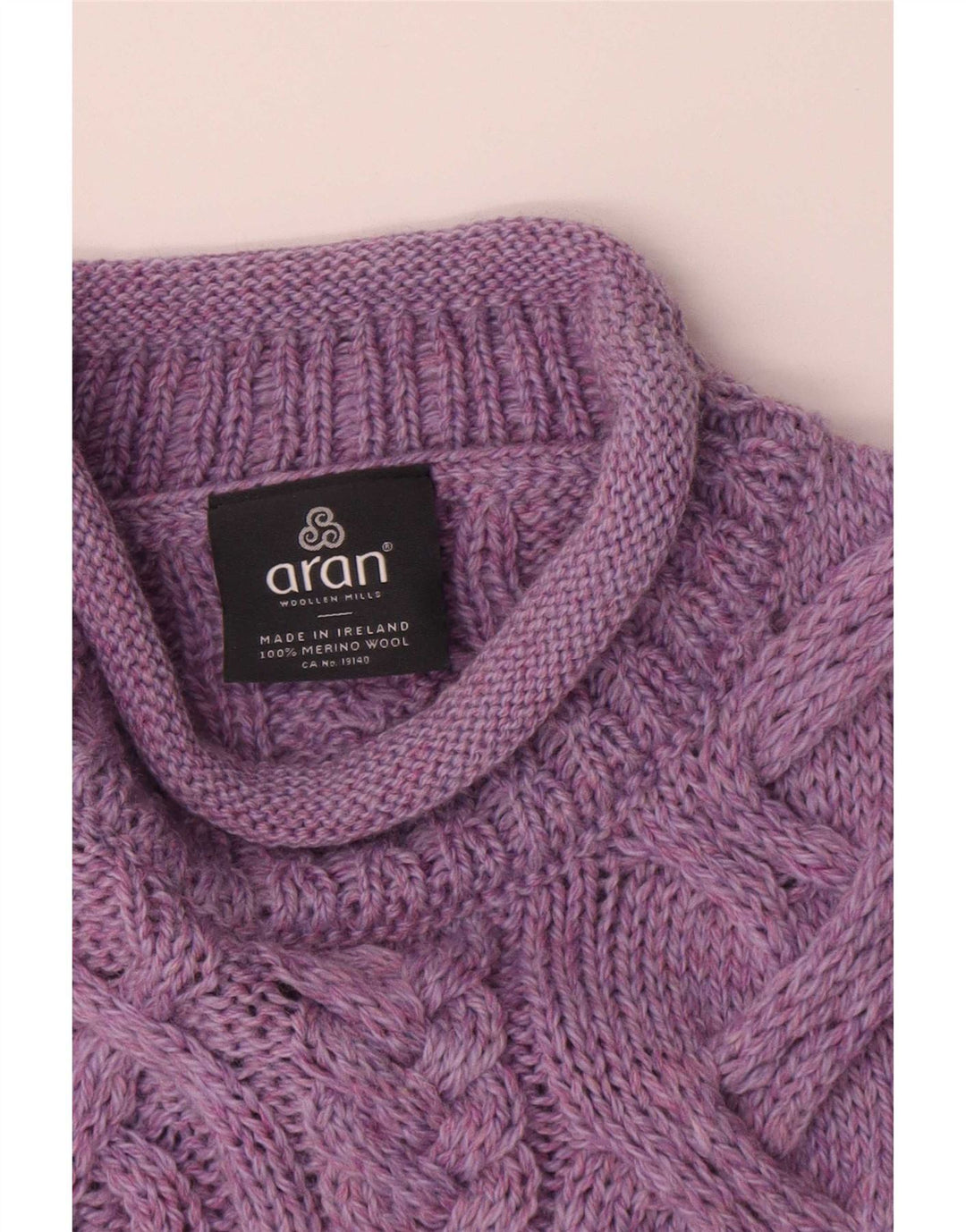 Aran Wollen Mills Pull col roulé pour femme UK 14 Violet moyen