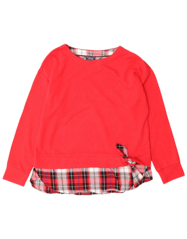 IZOD Sweat-shirt pour femme UK 42 en coton à carreaux rouge moyen