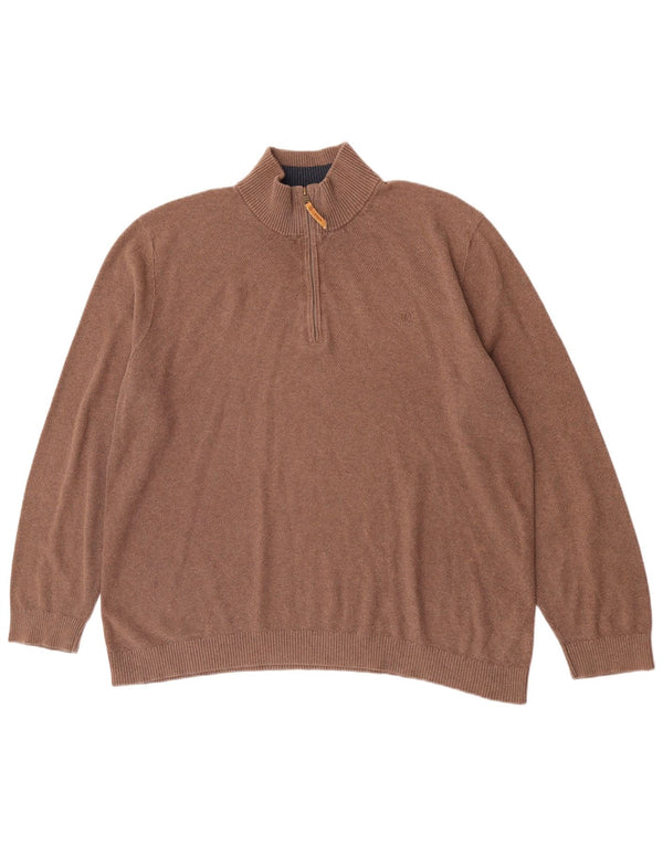 Fat Face Pull col zippé pour homme 2XL Marron Coton