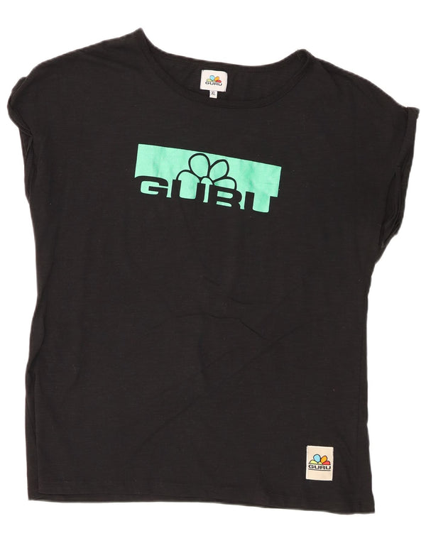 Guru T-shirt graphique pour femme UK 18 XL Noir Coton