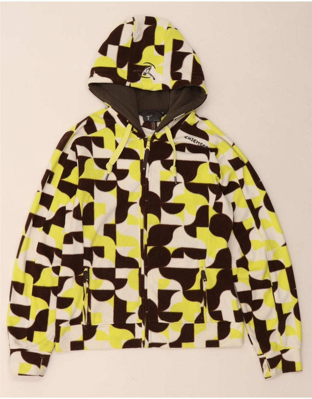 CHIEMSEE Veste polaire à capuche pour femme UK 18 XL Géométrique multicolore