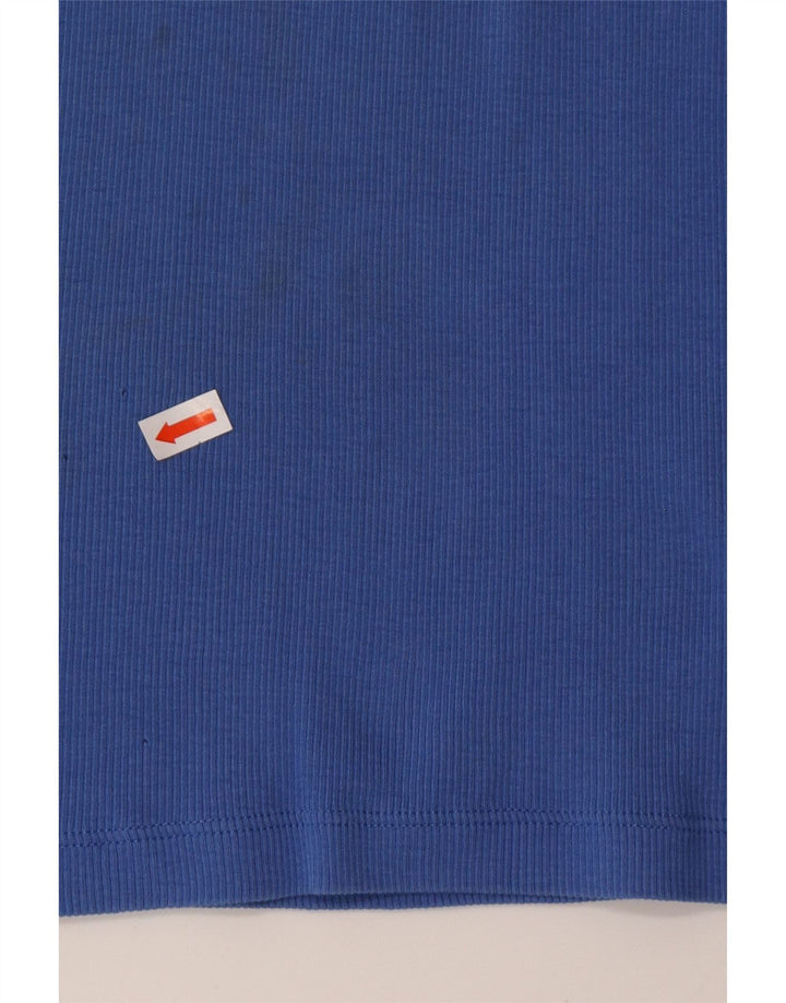 RALPH LAUREN Haut Femme Manches 3/4 UK 12 Bleu Moyen Coton