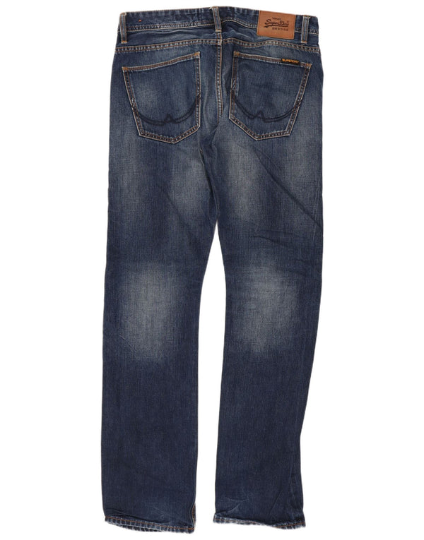 Superdry Jean droit effet vieilli W32 L32 bleu coton