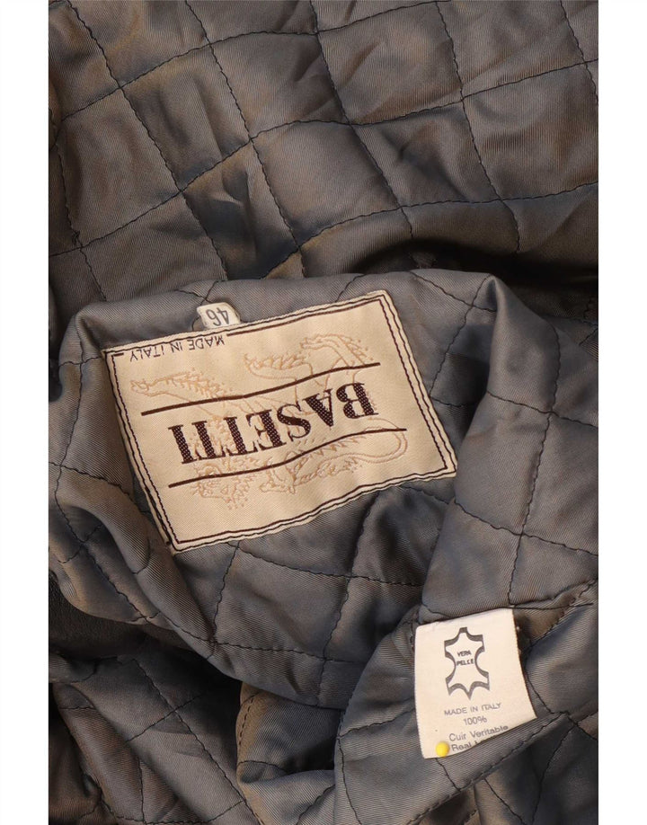 Basetti Veste en cuir à capuche pour femme IT 46 Large Noir